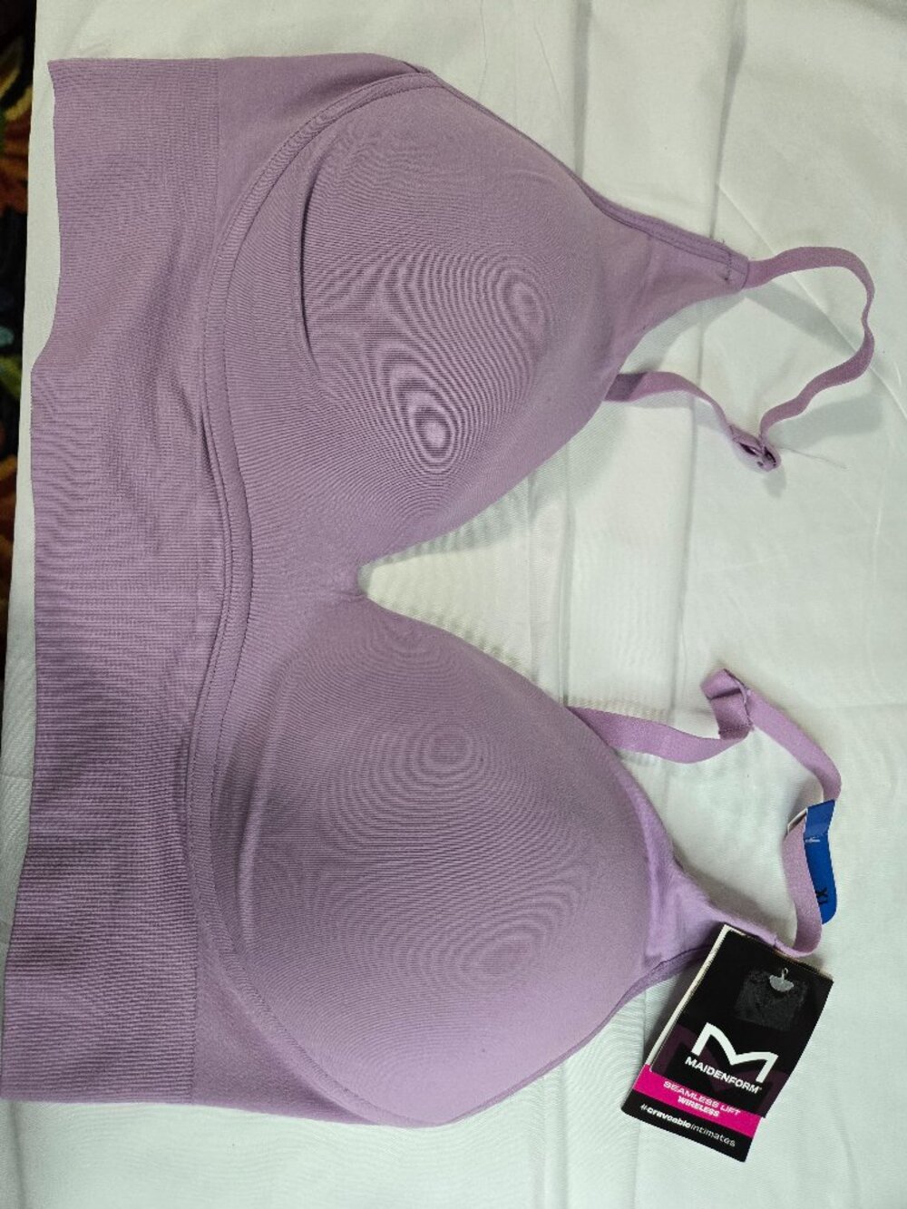 Maidenform NWT wireless seamless lift XL purple bra hook natural lift cups